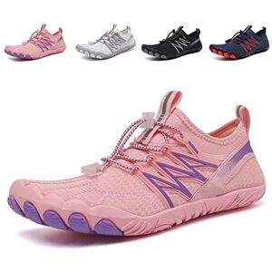 QJJQ Chaussures Aquatiques Homme Femme Chaussures de Plage Chaussures de Trail Running Fitness Randonnée Marche Antidérapant Légère Chaussures Minimalistes Chaussures Pieds Nus, Rose, 36 EU - Publicité