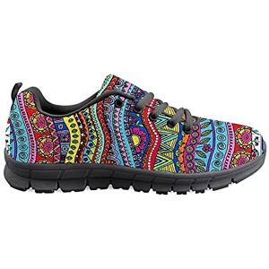 Biyejit African Element Pattern Femmes Sneaker Confortable Marche en Plein Air Course Chaussures De Sport pour Adolescentes - Publicité