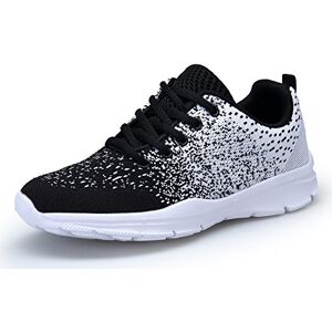 DAFENP Chaussures de Course Running Sport Compétition Trail entraînement Homme Femme Basket Sneakers Outdoor Running Sports Fitness Gym Shoes (Noir Blanc, Numeric_40) - Publicité