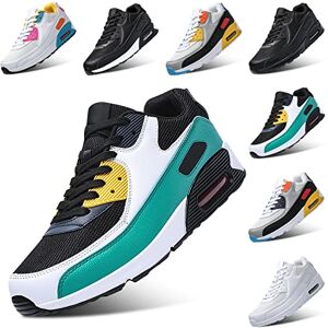 PADGENE Femme Homme Baskets Mode Chaussures Sport Course Sneakers Fitness Gym athlétique Multisports Outdoor Casual, Noir + Bleu, 40 EU - Publicité