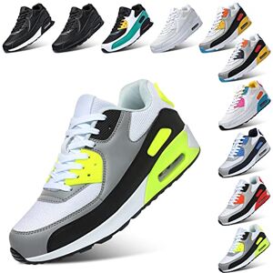 PADGENE Femme Homme Baskets Mode Chaussures Sport Course Sneakers Fitness Gym athlétique Multisports Outdoor Casual, Noir + Jaune, 36 EU - Publicité