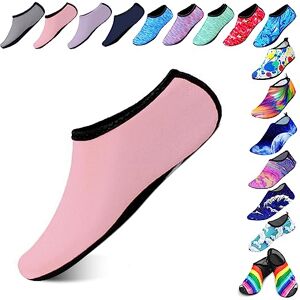 Hoomall Chaussures Aquatiques Femme Homme Enfant Chaussures de Plage Respirant Chaussures d'eau Semelle Souple Antidérapant pour Plage Piscine Surf Sport Gymnase(Rose,36/37 EU) - Publicité