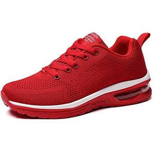 GAXmi Baskets Running Femme Coussin d'air Chaussures de Mesh Respirante Confortables Légères Course Sports Fitness Sneakers Rouge 36.5 EU (Étiquette 38) - Publicité