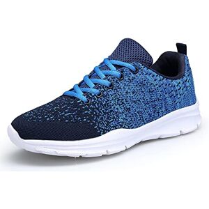 KOUDYEN Chaussures de Sport Course Homme Femme Basket Lacets Fitness Confortable Sneakers Trail Running Shoes,XZ746-W-blue-EU36 - Publicité