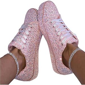 ticticlily Baskets Femmes Paillettes Confortable Légères Baskets De Courses Basses Athletique Marche Chaussures Jogging Chaussures A Rose 37 EU - Publicité