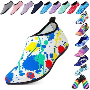 Hoomall Chaussures Aquatiques Femme Homme Enfant Chaussures de Plage Respirant Chaussures d'eau Semelle Souple Antidérapant pour Plage Piscine Surf Sport Gymnase(Gribouillage,36/37 EU) - Publicité