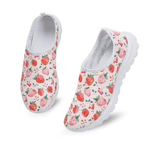 Kuiaobaty Chaussures de marche à enfiler pour femme, motif crâne, papillon, chats, baskets confortables et légères en maille, Aquarelle rose fraise, 42.5 EU - Publicité