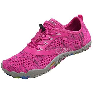 SAGUARO Femme Chaussures de Trail Running Outdoor Indoor Gym Fitness Randonnée Escalade Marche Chaussures Aquatiques,Tricot Rose Rouge,40 - Publicité