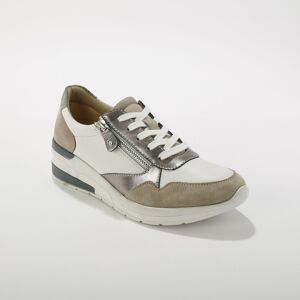 Blancheporte Sneakers à lacets zippées en cuir - BlancheporteUne magnifique composition d’empiècements et jeu de matières métallisées et mates pour ces sneakers à lacets, faciles à enfiler par leur ouverture zippée sur un côté. La semelle au compensé lége