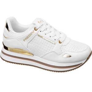 Freddy Sneakers donna in similpelle microforata e dettagli metal White Donna 37