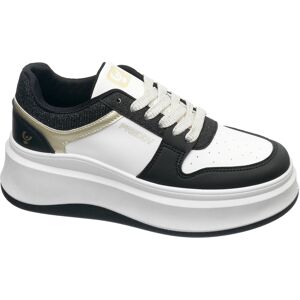 Freddy Sneakers donna in similpelle con trafori e plateau White-Black Donna 39