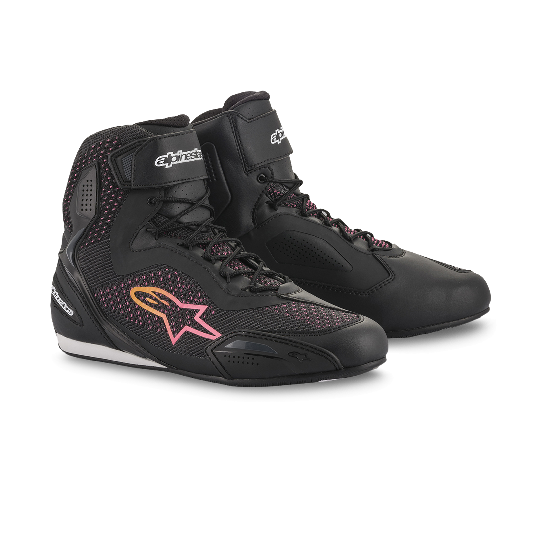 Alpinestars Scarpe Moto Donna  Stella Faster-3 Rideknit Nero-Giallo-Rosa