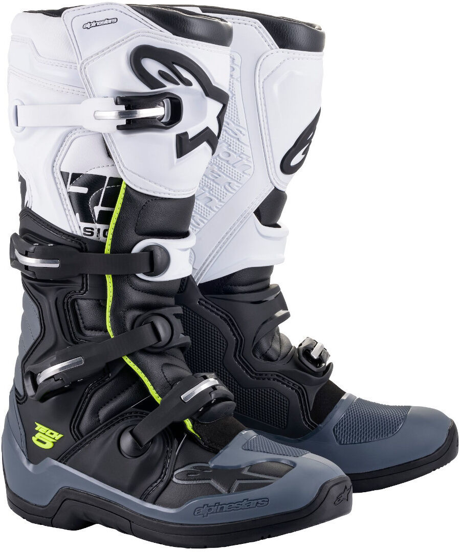 Alpinestars Tech 5 Stivali motocross Nero Grigio Bianco 42