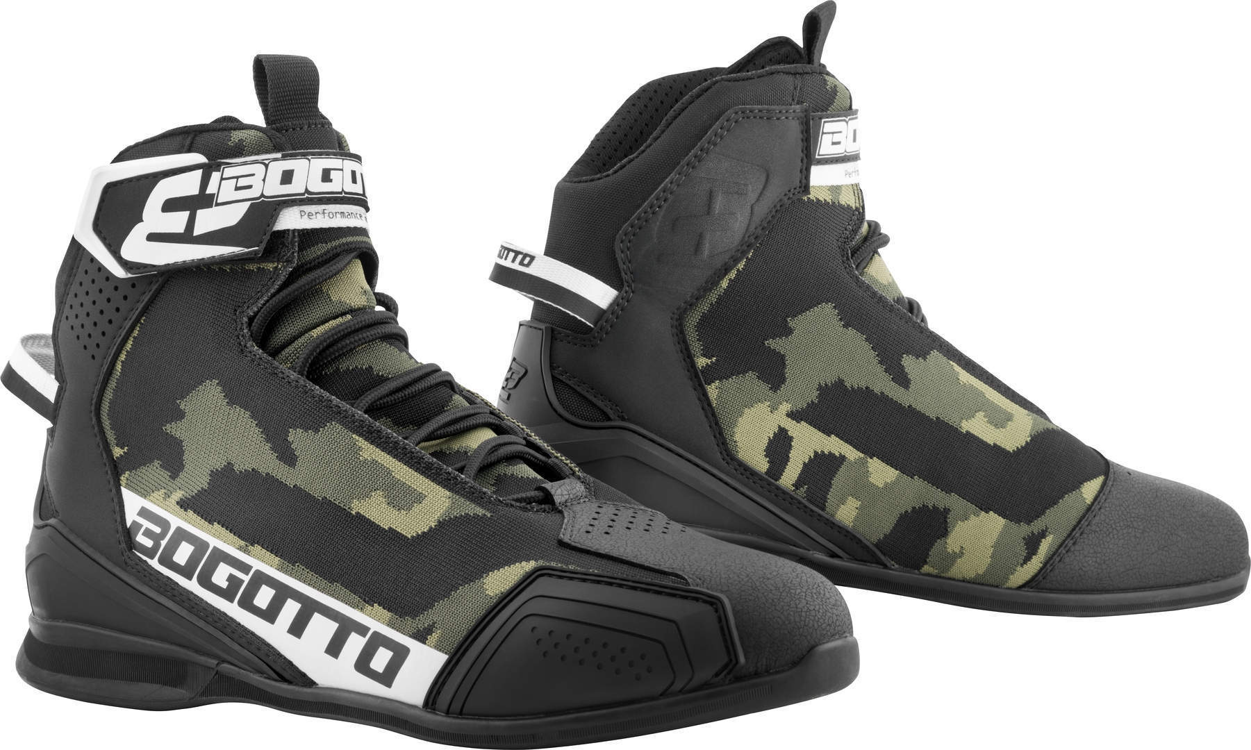 Bogotto Tokyo Camo Scarpe da moto traforate Verde Marrone 38