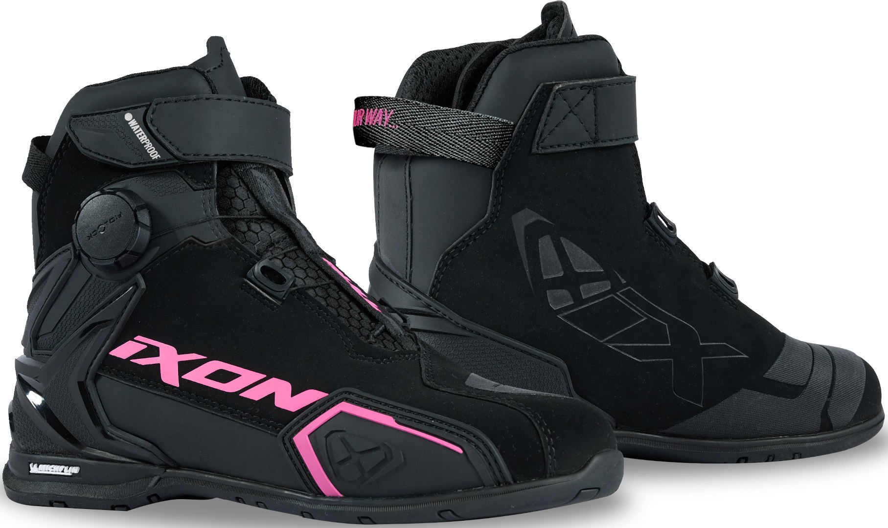 Ixon Bull 2 Scarpe da moto da donna impermeabili Nero Rosa 36