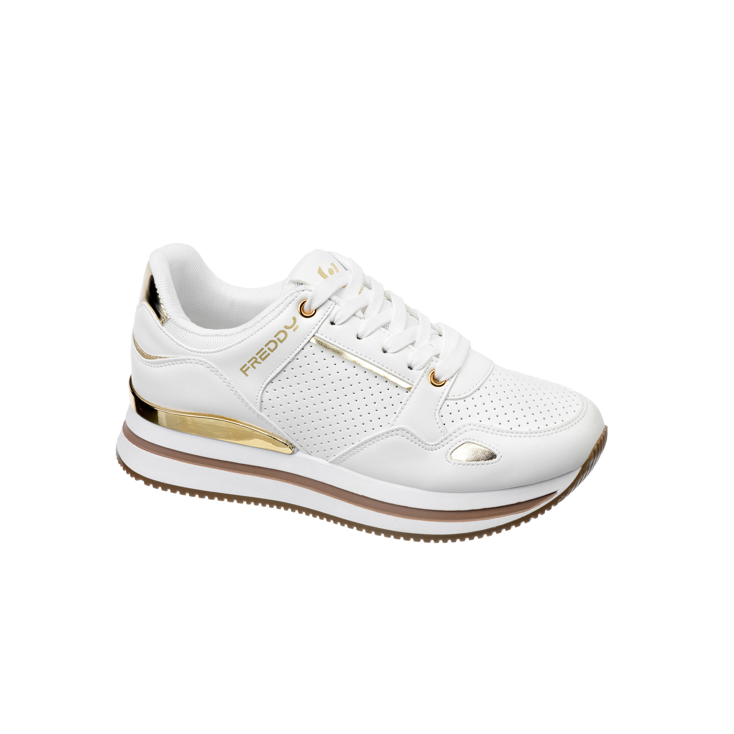 Freddy Sneakers donna in similpelle microforata e dettagli metal White Donna 36