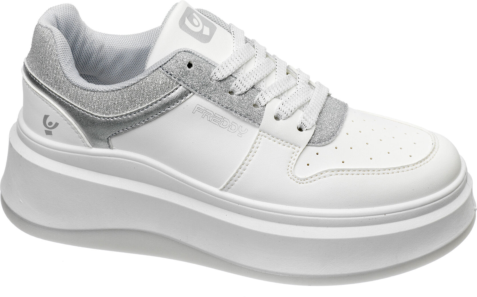 Freddy Sneakers donna in similpelle con trafori e plateau White Donna 38