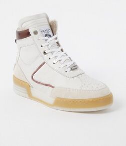 Shabbies Amsterdam Sneaker van leer met suède details - Creme