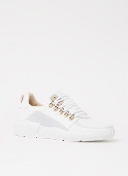 Nubikk Roque Roman L sneaker van leer met suède details - Wit