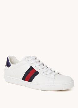 Gucci Ace sneaker van leer met streepdetail - Wit