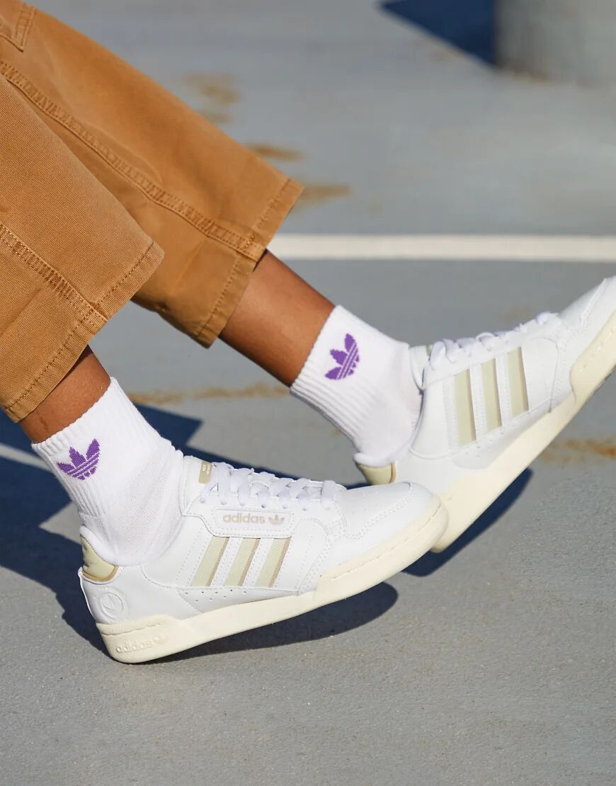 adidas Originals Continental 80s trainers in white with three stripes  White