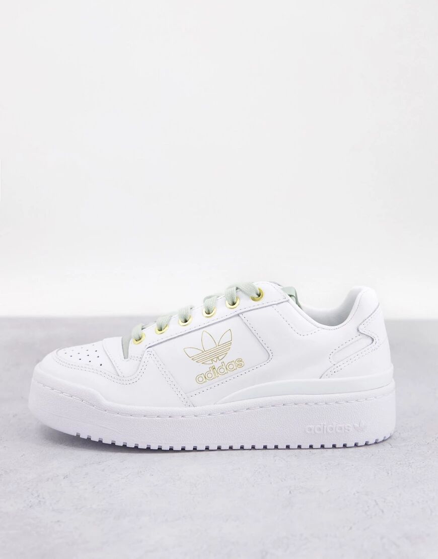 adidas Originals Forum bold trainers in white with matte gold detail  White
