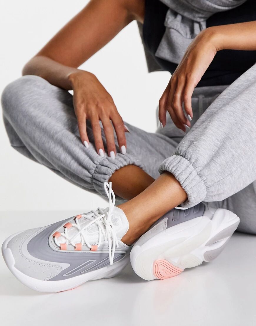 adidas Originals Ozelia trainers in pale grey with blush detail  Grey