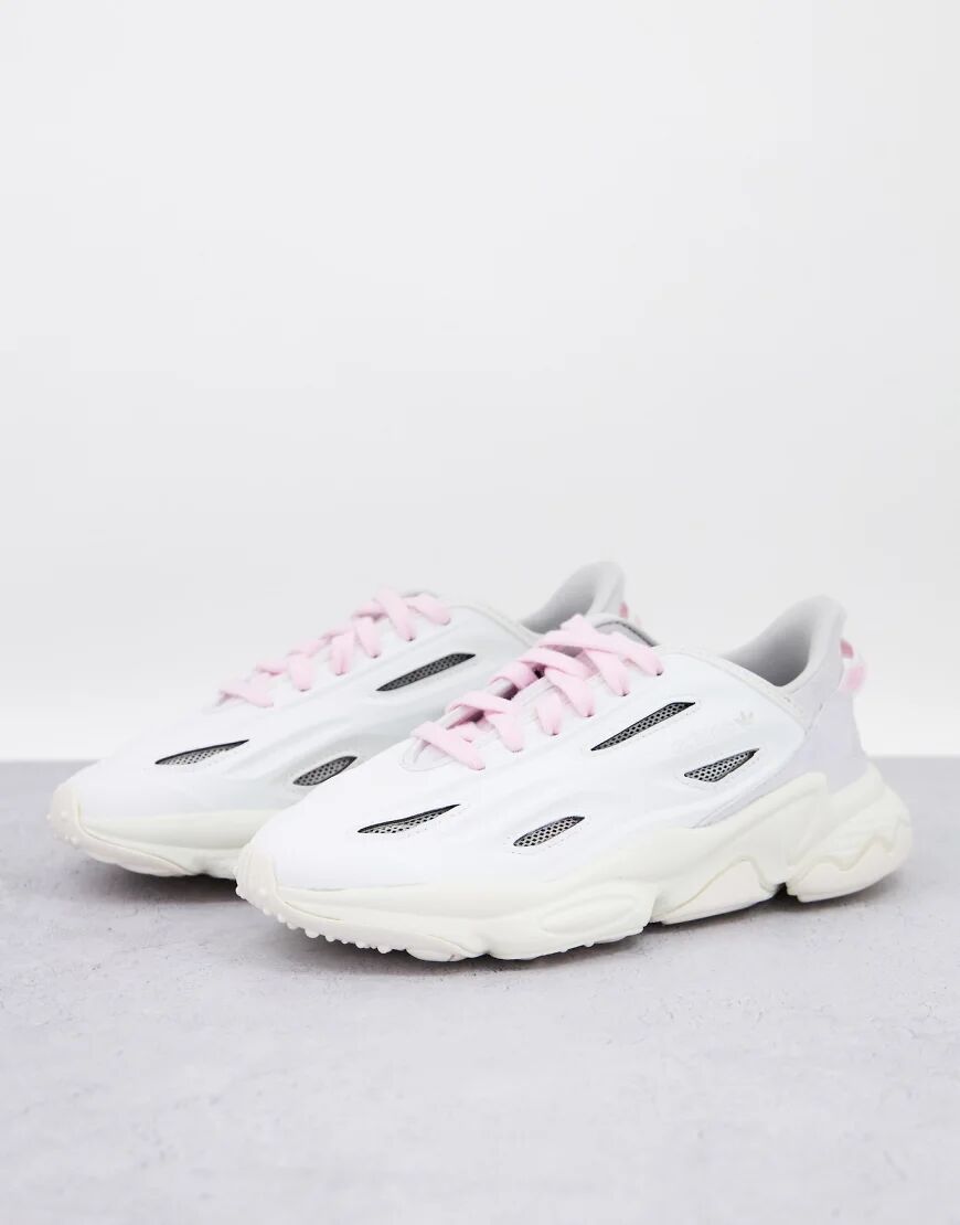 adidas Originals Ozweego Celox trainers in white with pink detail  White