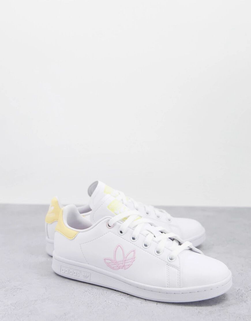 adidas Originals Stan Smith trainers in white and orange with Trefoil  White