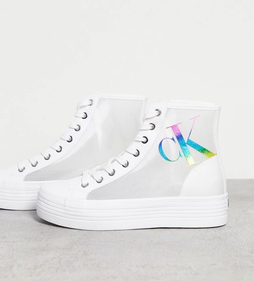 Calvin Klein Jeans multicolour logo high top in white  White