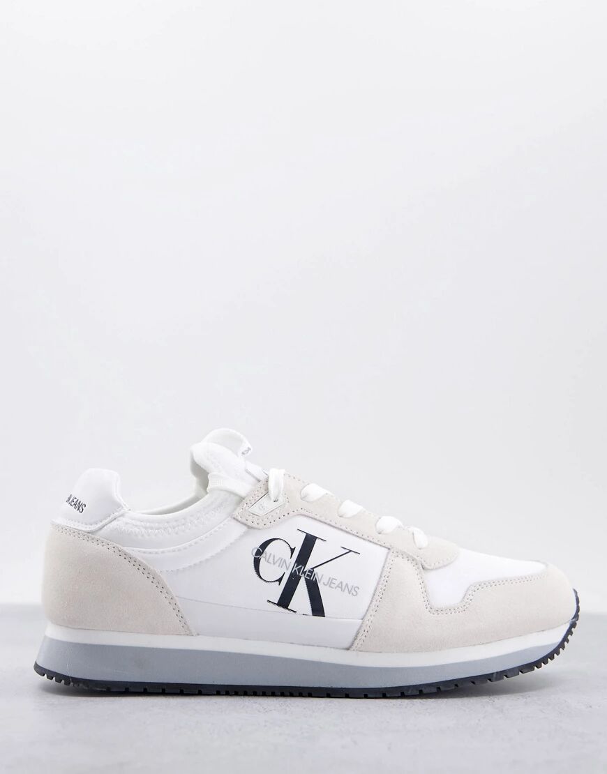 Calvin Klein Jeans runner sock trainers in white  White
