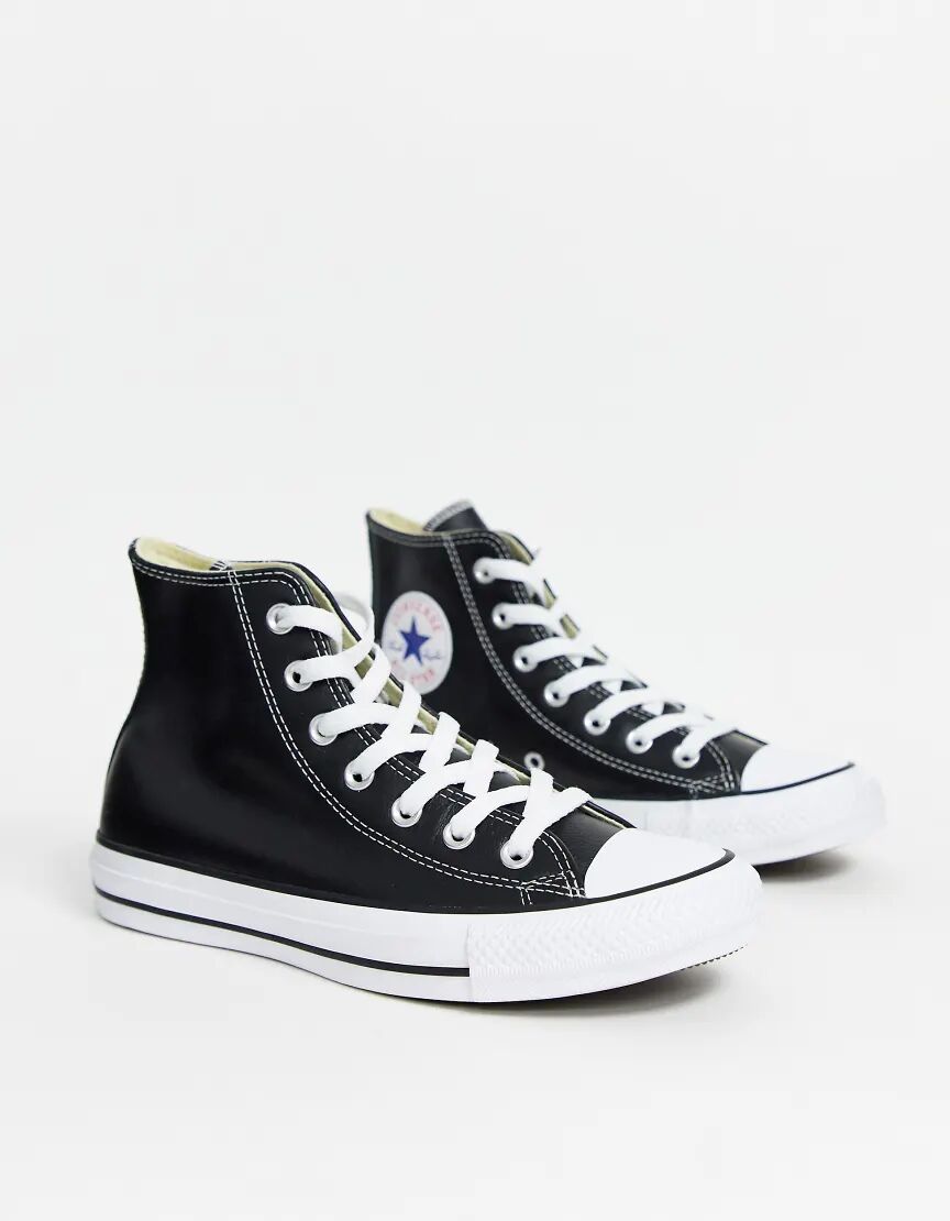 Converse Chuck Taylor All Star Hi black leather trainers  Black