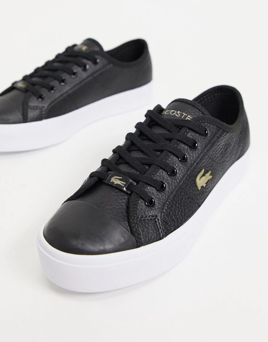 Lacoste Ziane Grand flatform trainers in black with gold badge  Black