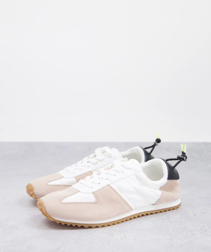 Mango runner trainer with real suede detail in white  White