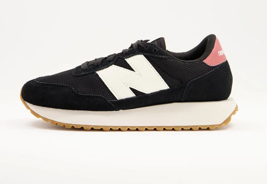 New Balance 237 mesh trainers in black and cream  Black