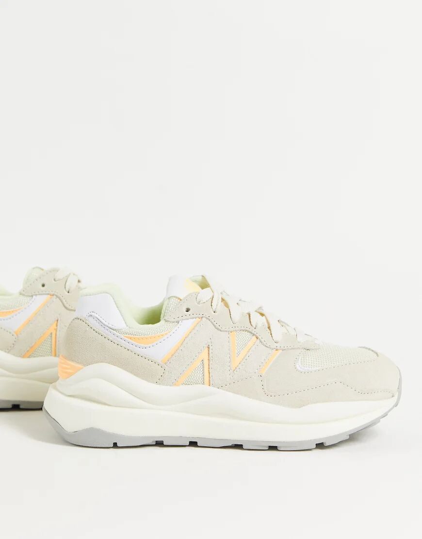 New Balance 57/40 suede trainers in off white and peach-Neutral  Neutral