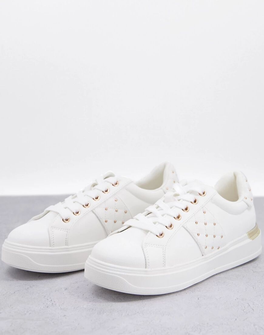 New Look chunky quilted trainer with stud in white  White