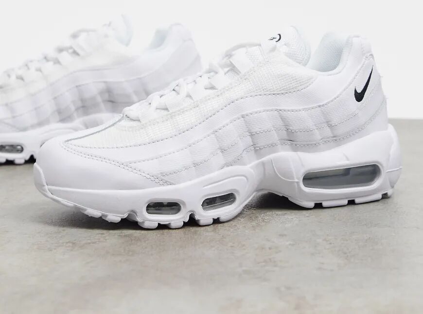 Nike Air Max 95 trainers in triple white-Black  Black