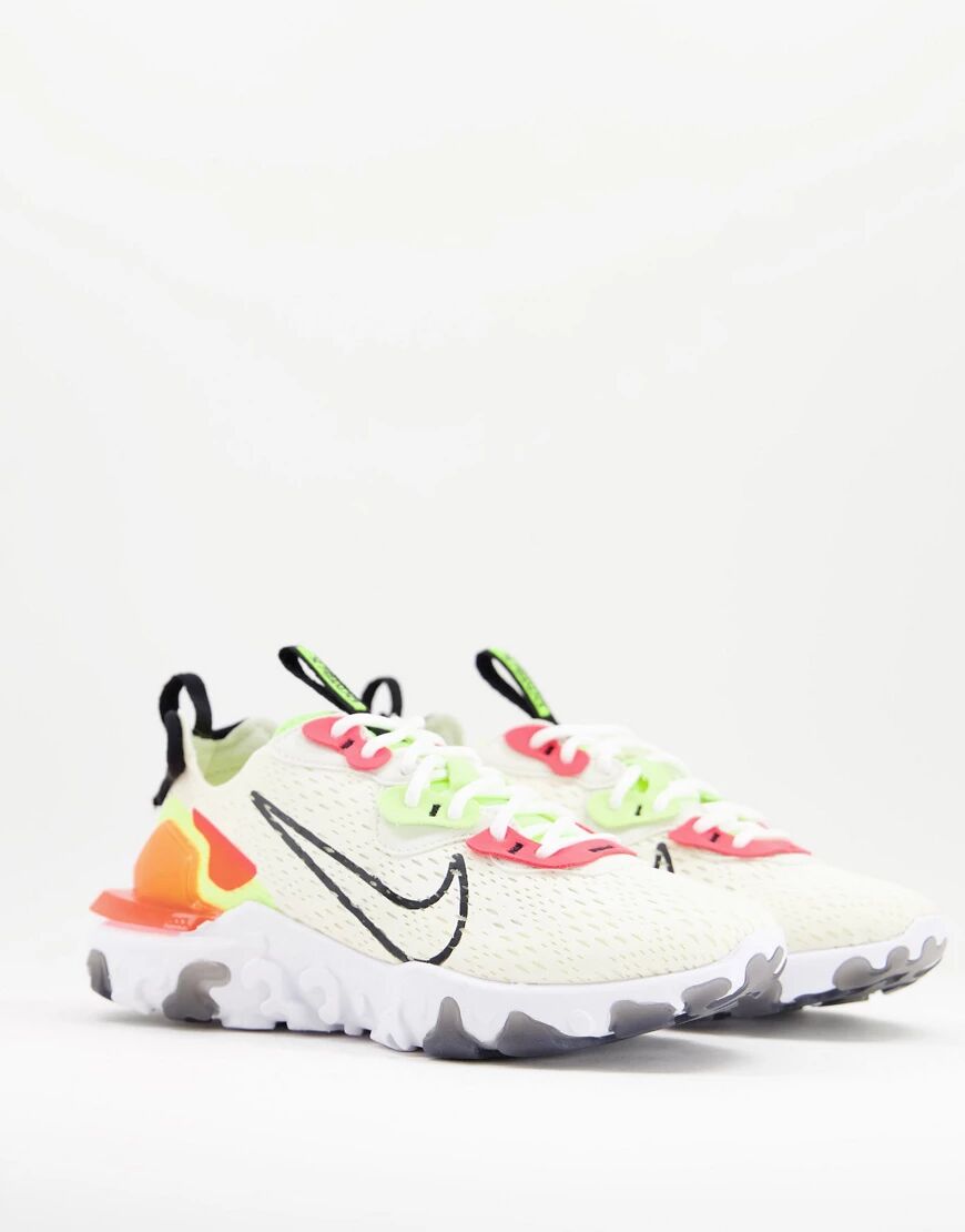 Nike React Vision trainers in cream orange and volt  Orange