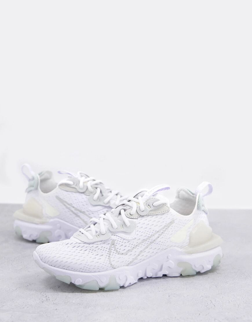Nike React Vision trainers in white and grey  White