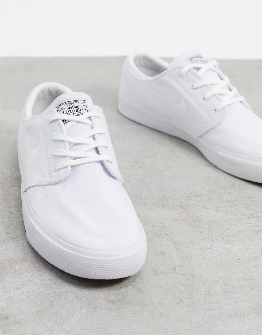 Nike SB Zoom Janoski Premium canvas trainers in triple white  White