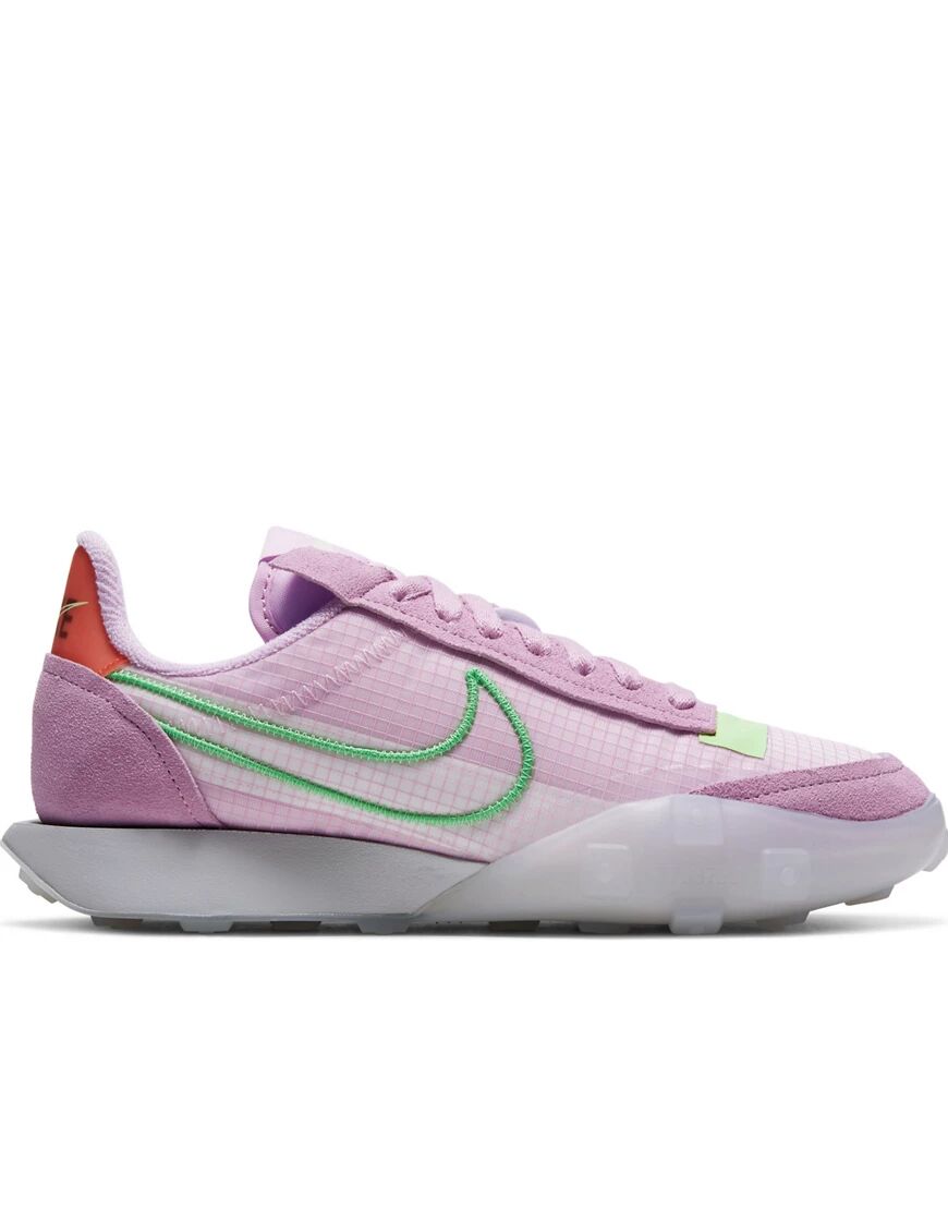 Nike Waffle Racer trainers in pink and white  Pink