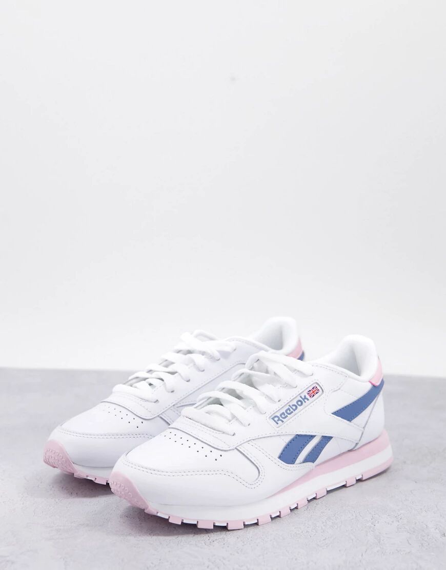 Reebok Classic Leather trainers in white and lilac  White