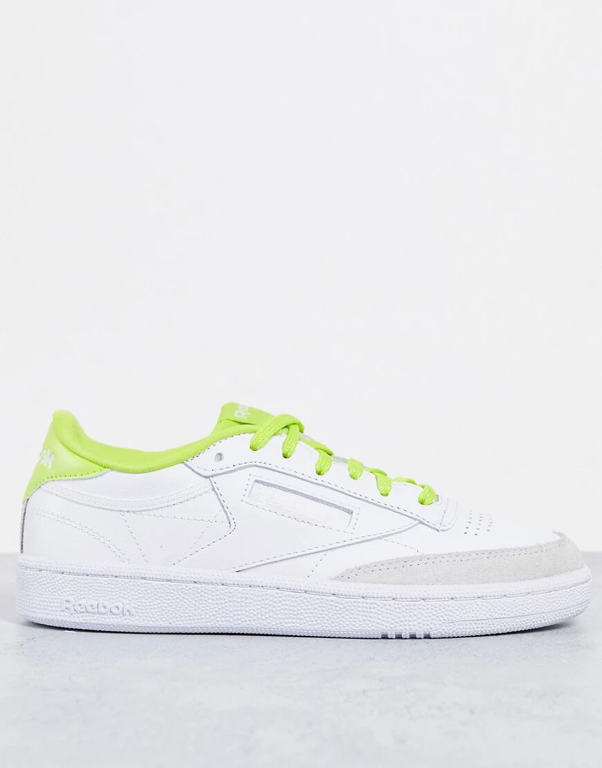 Reebok Club C 85 trainers in white with yellow detail  White