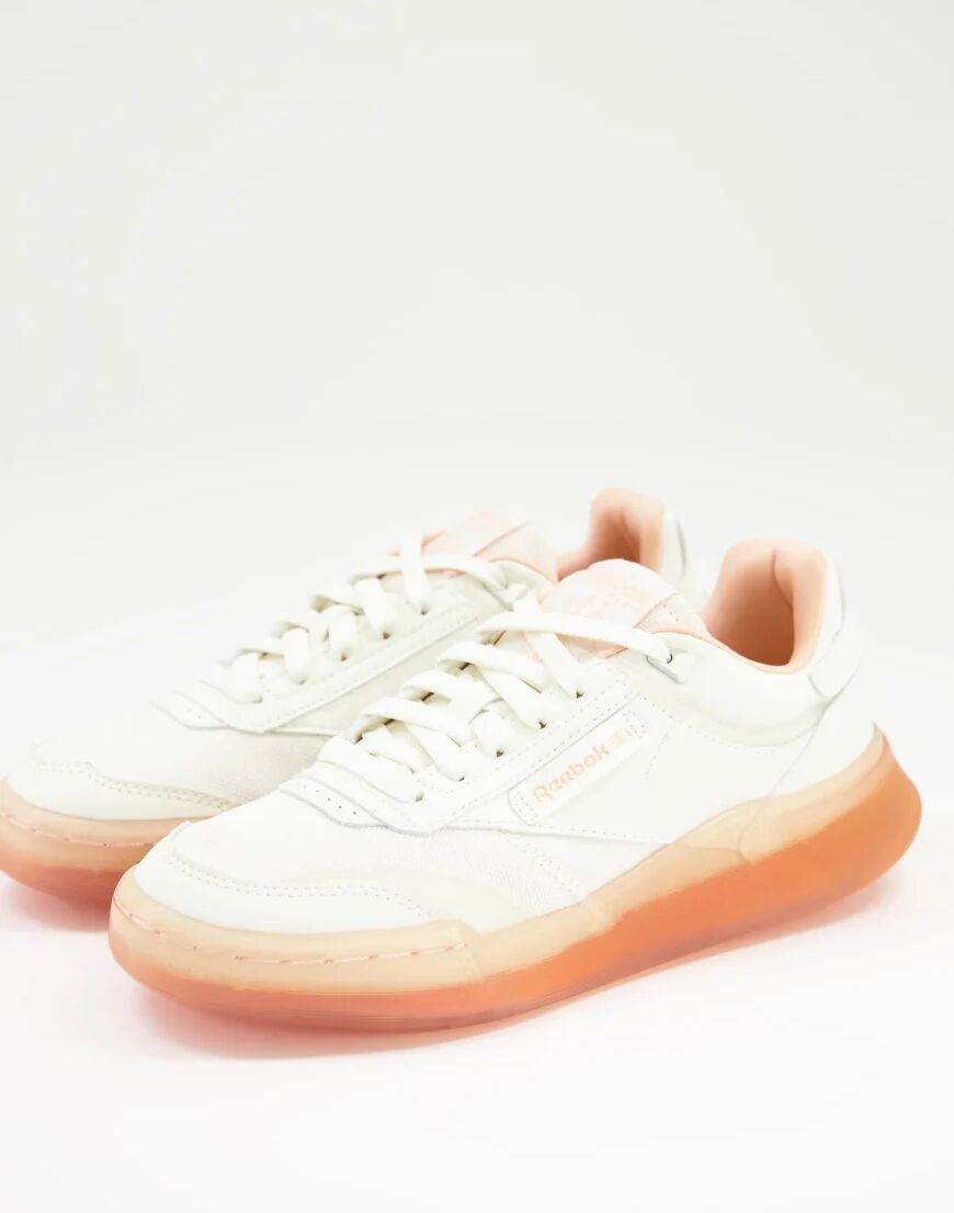 Reebok Club C Legacy trainers in chalk with orange sole-White  White