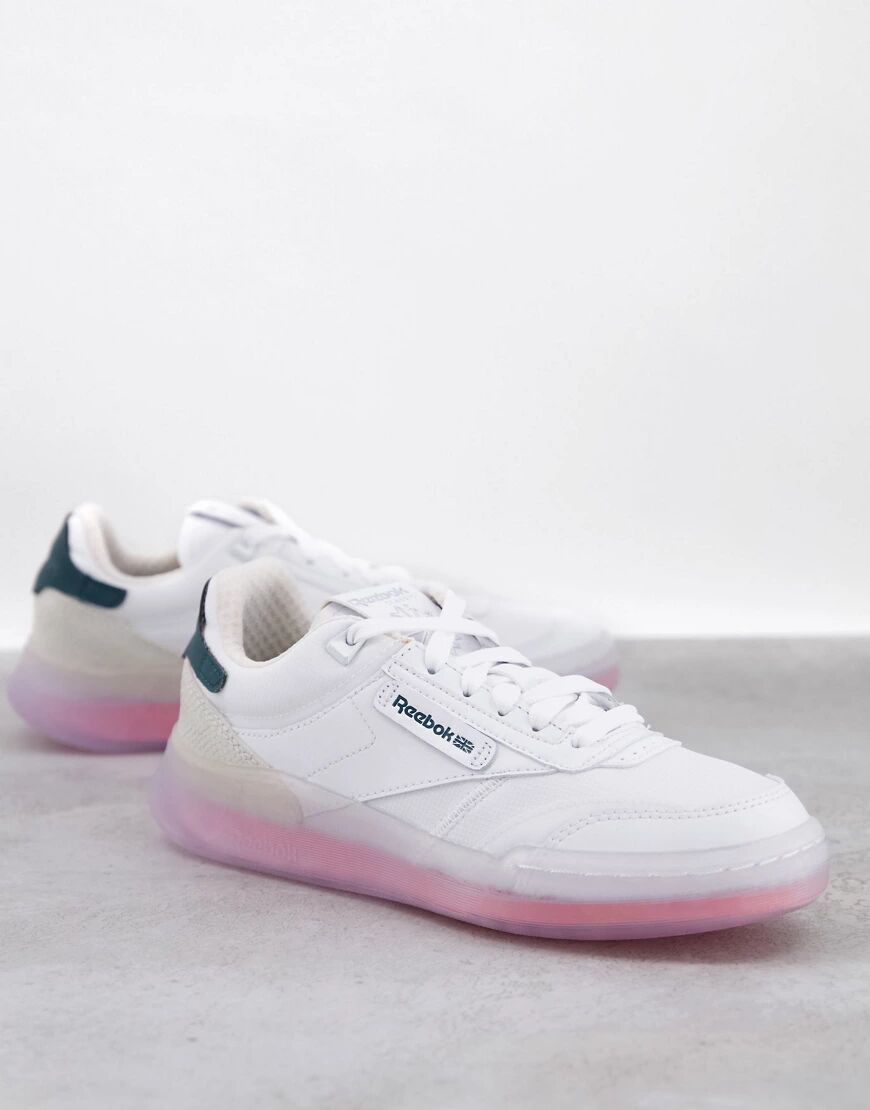 Reebok Club C Legacy trainers in white with coral sole  White