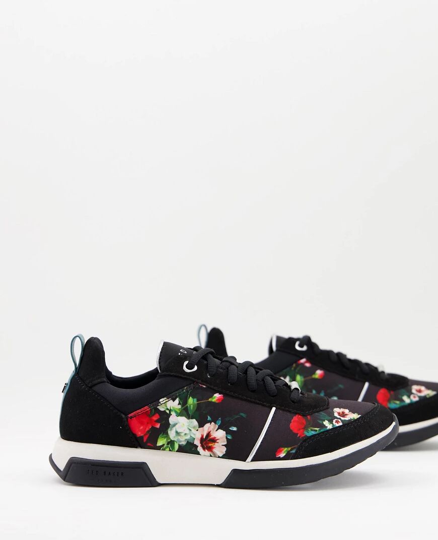 Ted Baker Ceyuh floral runner trainer in black  Black