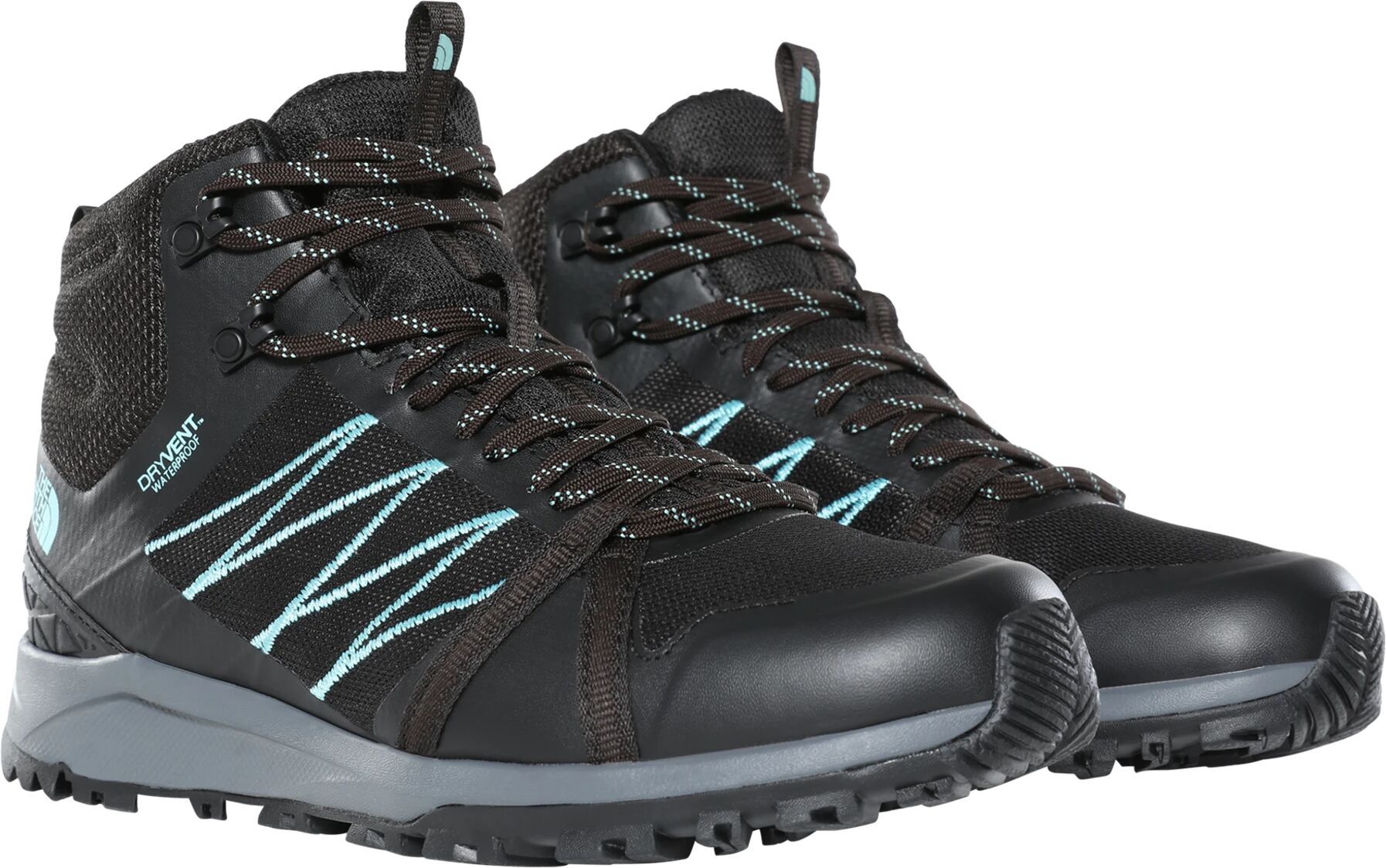 The North Face Litewave Fastpack II Mid WP, tursko dame 40 Tnf Black/Aqua Splas