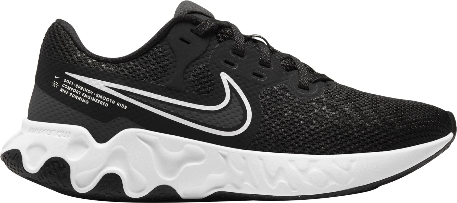 Nike Renew Ride 2, løpesko dame 40 BLACK/WHITE-DK SMOKE