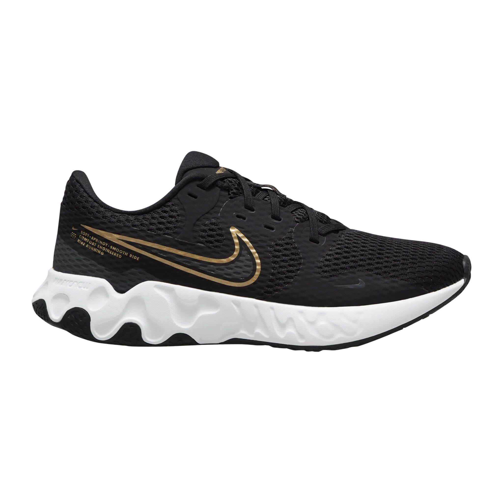 NIKE RENEW RIDE 2, løpesko herre 42.5 BLACK/METALLIC GOLD-